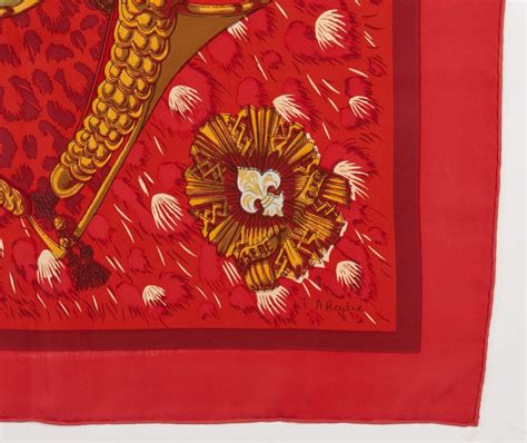 foulard hermes vintage rosso con pantera|Vintage foulard hermes .